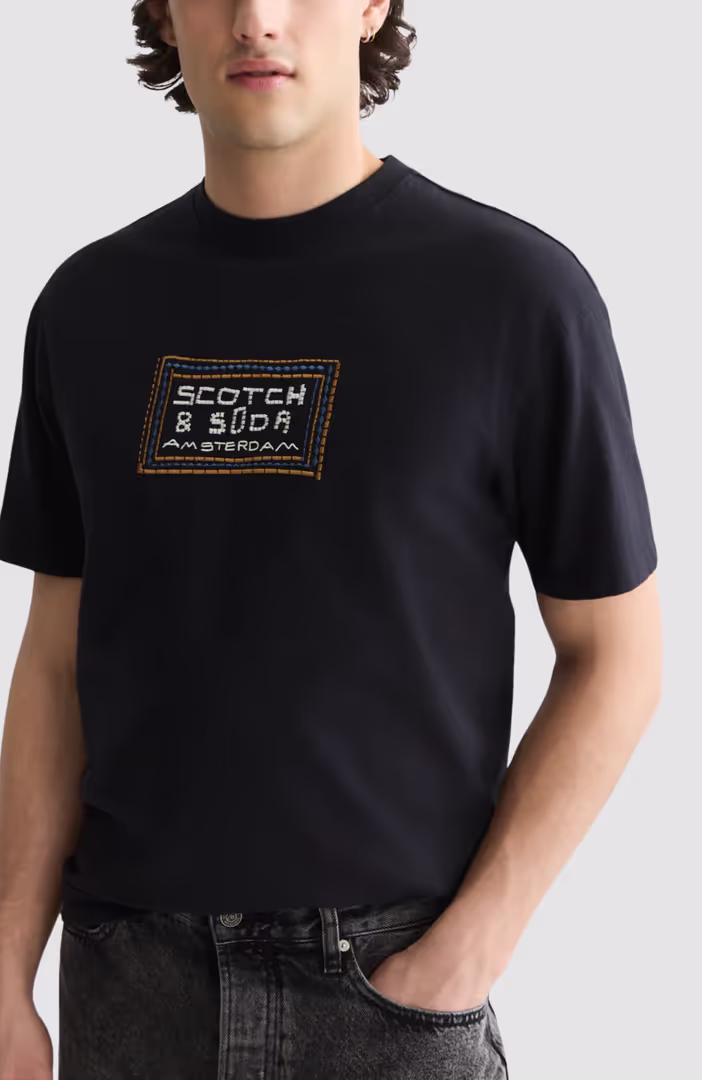 Embroidered Front Artwork Relaxed-Fit T-Shirt