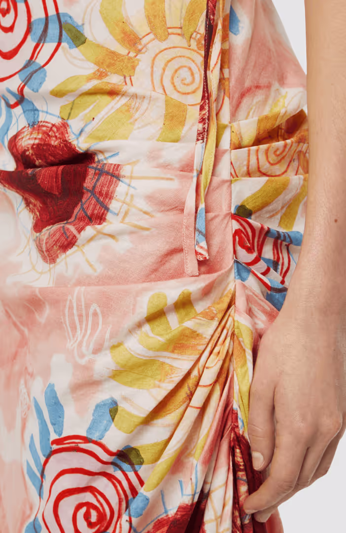 Linen Viscose printed mini dress
