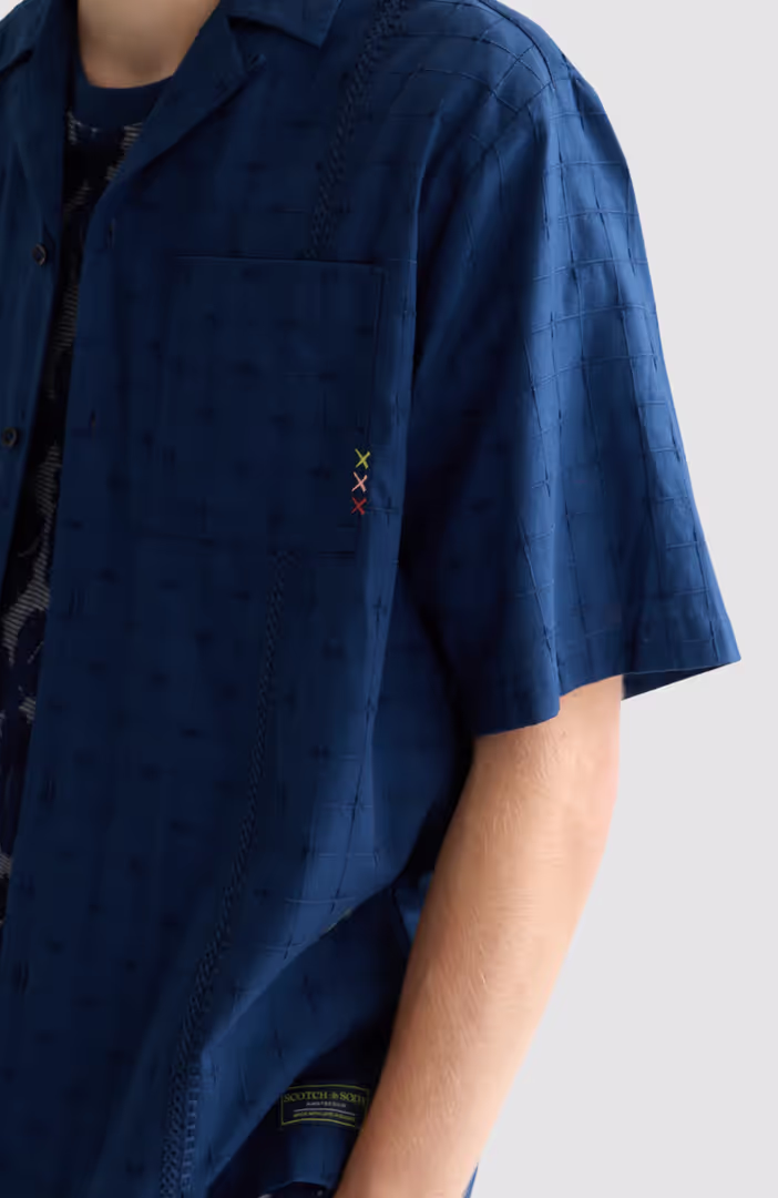 Embroidered structured relaxedfit shortsleeved shirt