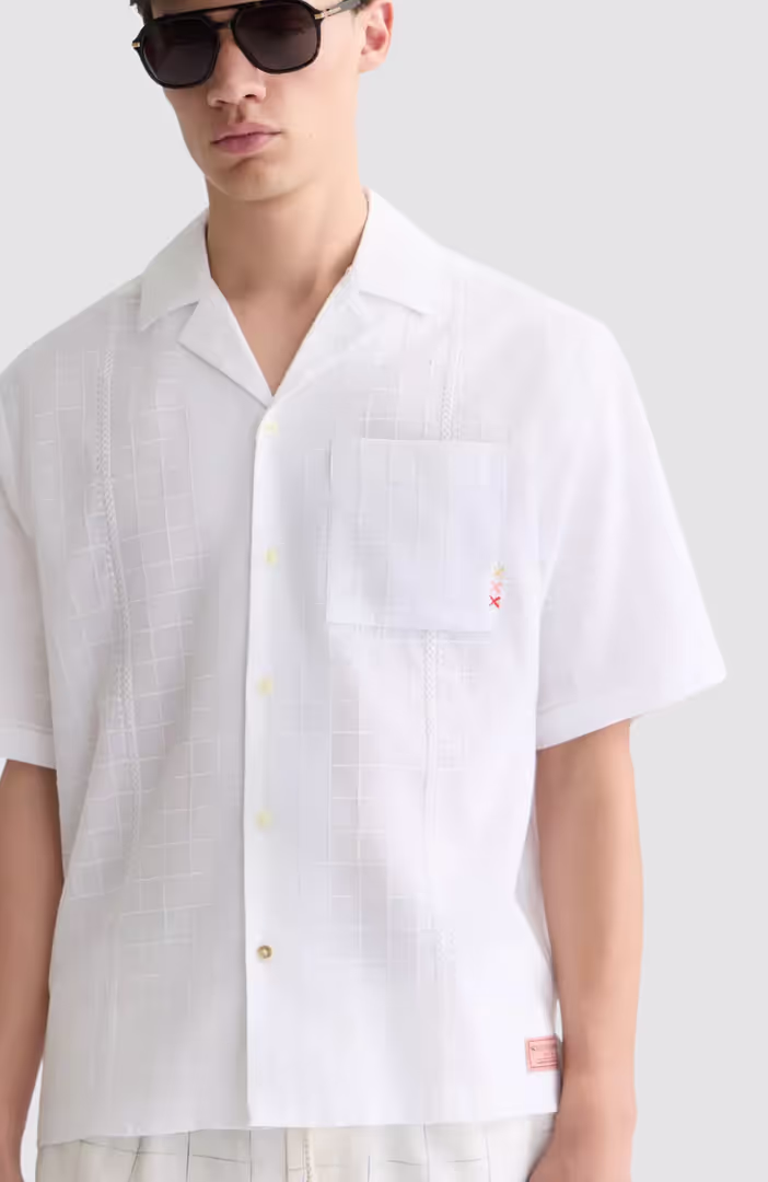 Embroidered structured relaxedfit shortsleeved shirt