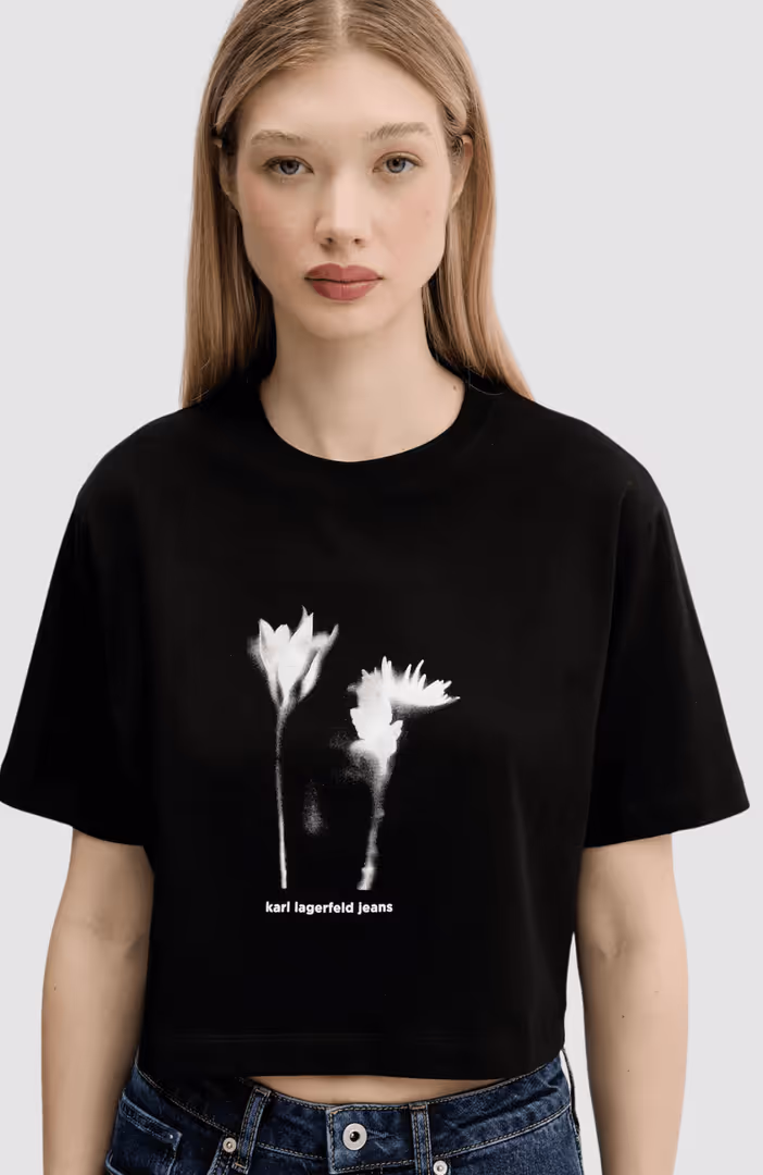 Klj Regular Cropped Flower Tee