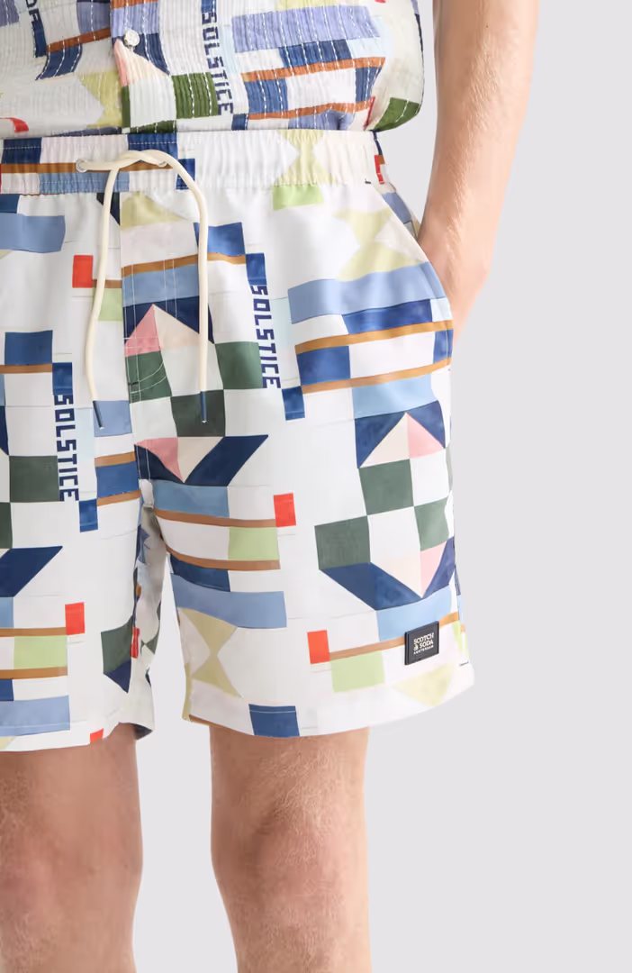 Printed midlength swim shorts
