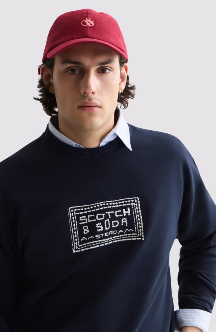Front Embroidered Artwork Relaxed-Fit Sweatshirt
