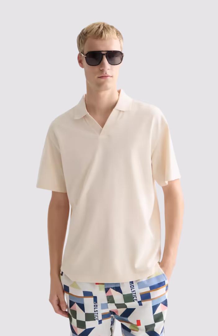 3 crosses pique relaxedfit garmentdyed polo