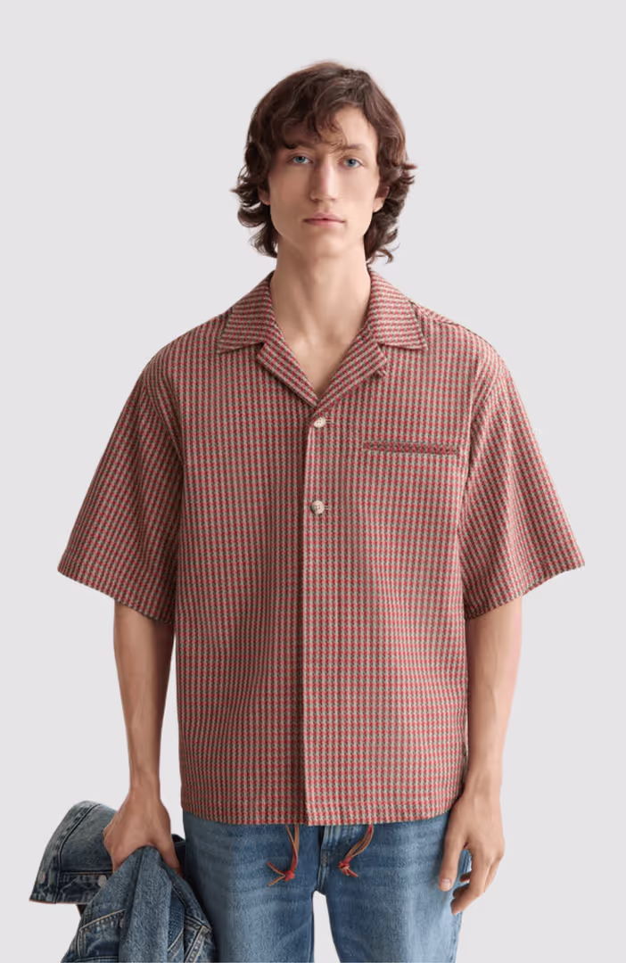 Micro Geo Print Short-Sleeved Shirt