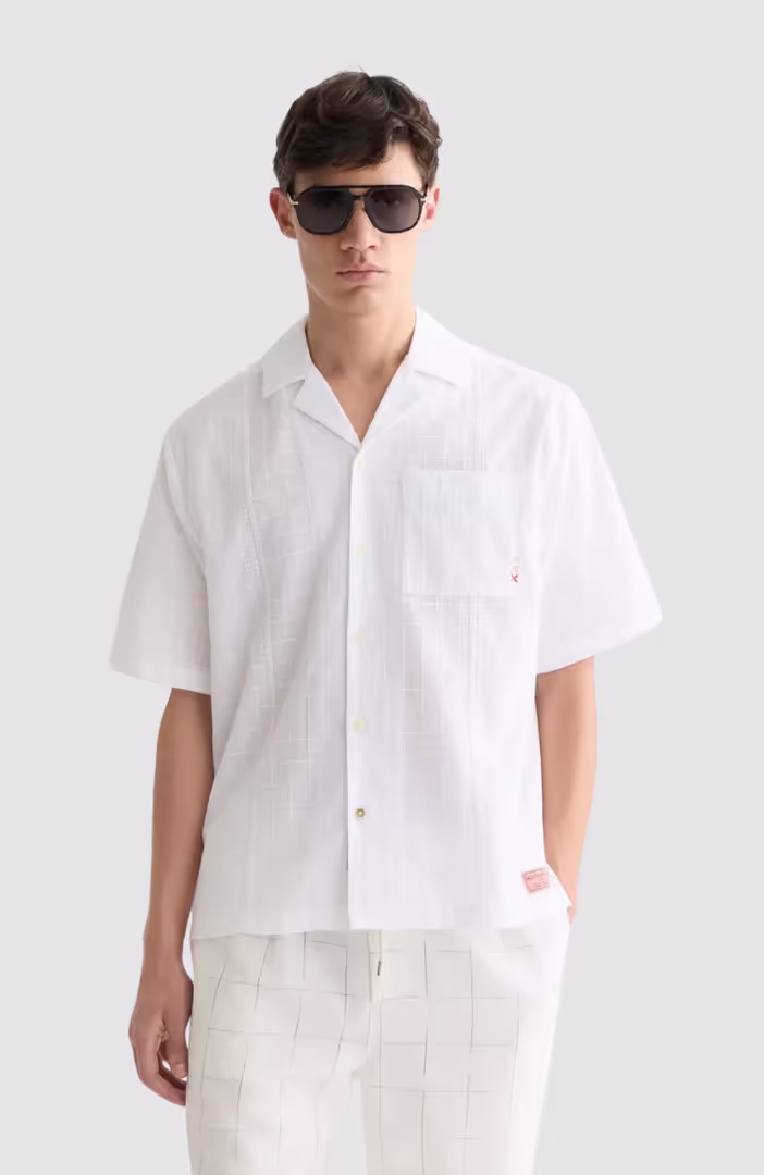 Embroidered structured relaxedfit shortsleeved shirt