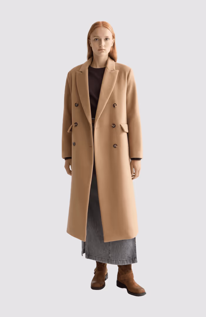 Double Breasted Tailored Wool blend Coat