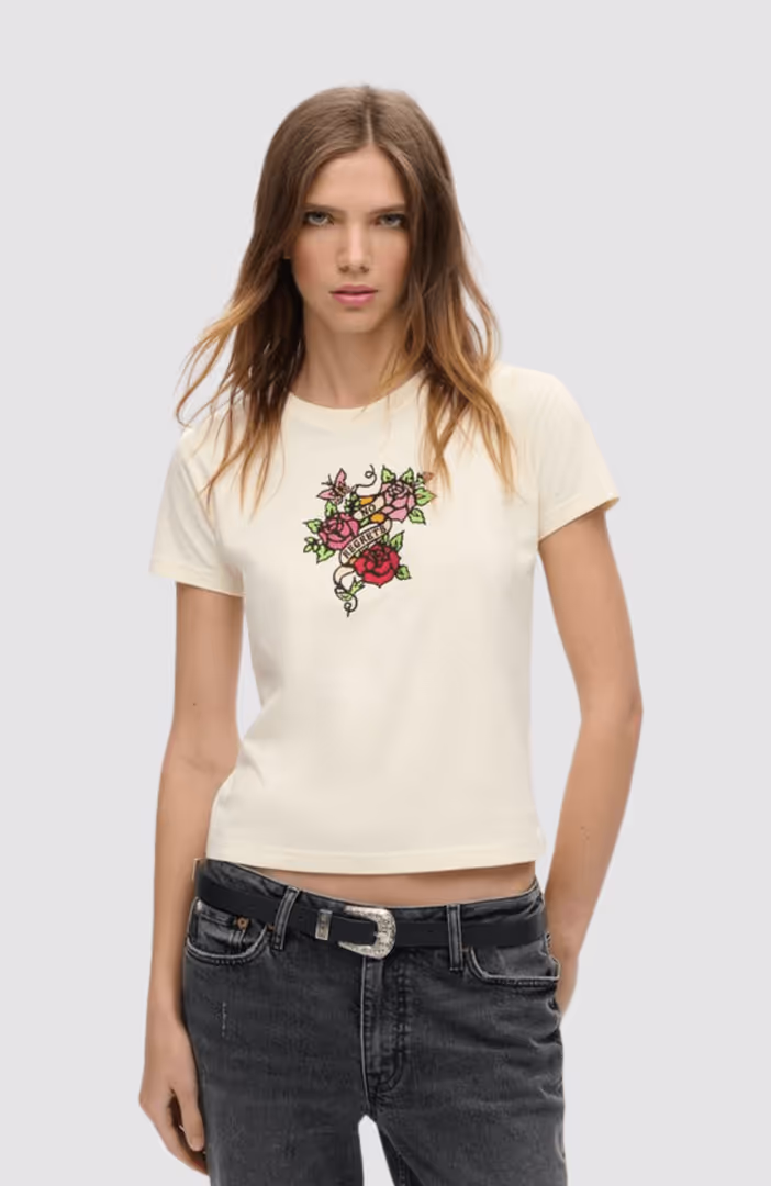 Small Tattoo Rhinest Fittd Tee