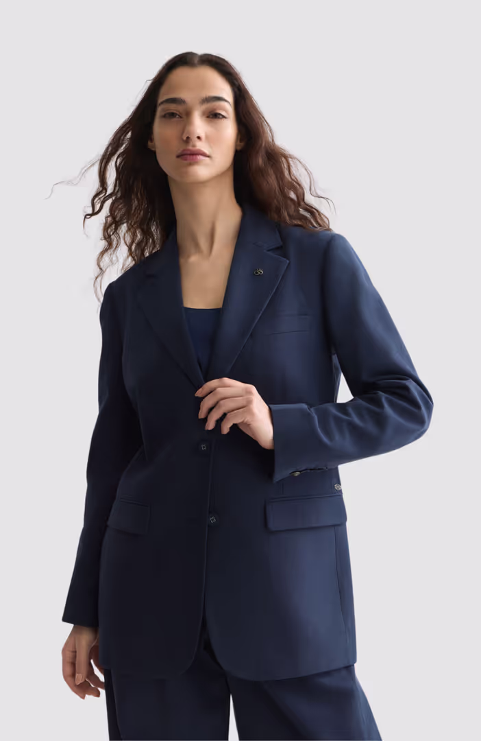 Gabardine relaxed single breasted blazer