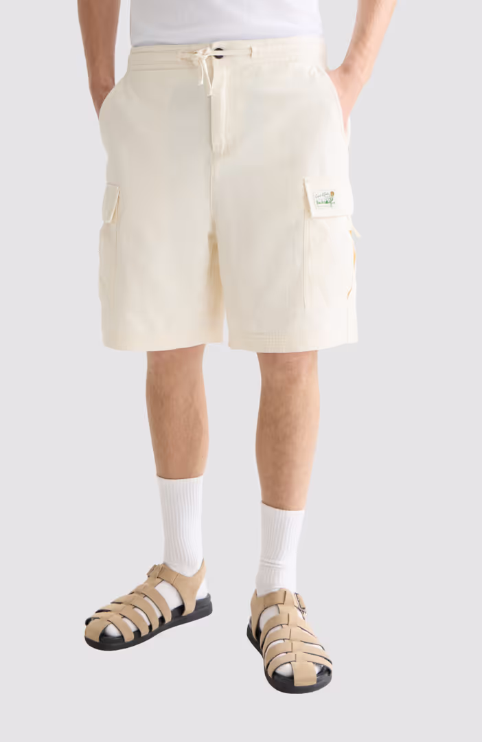 Linenblend relaxedfit cargo bermuda shorts