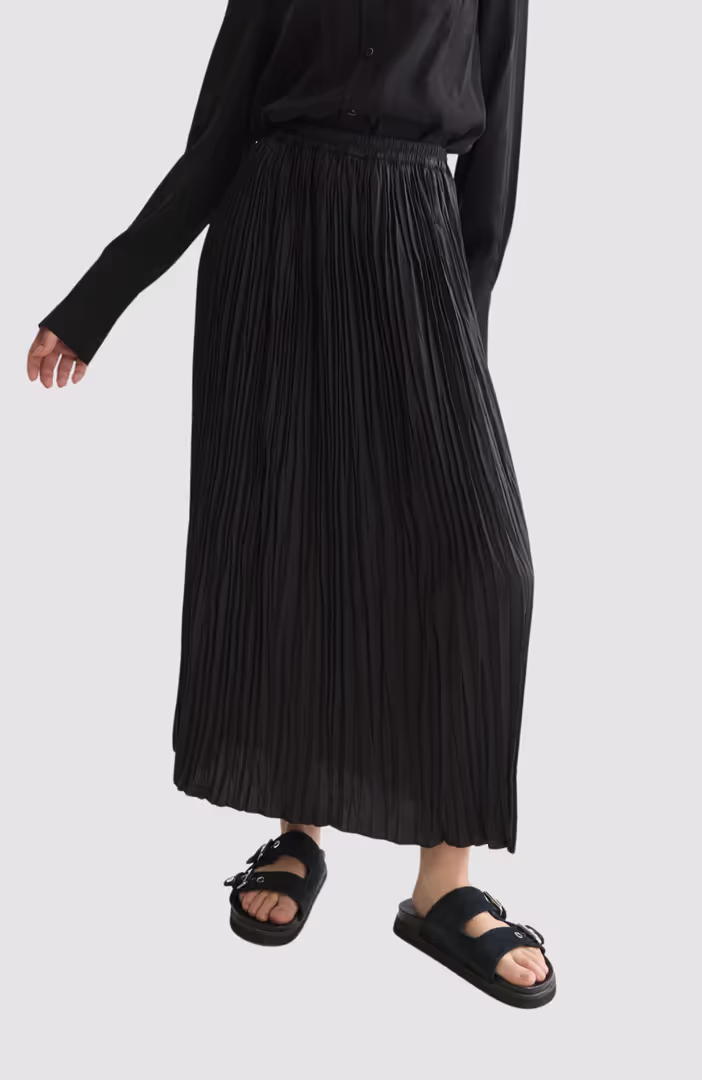 Printed micro pleat ankle length skirt