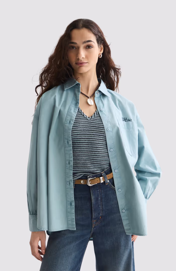 Garment dyed oxford oversized-fit shirt