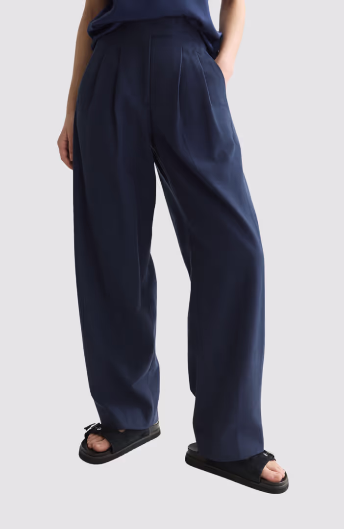 Quinn - mid-rise wide-leg gabardine pants
