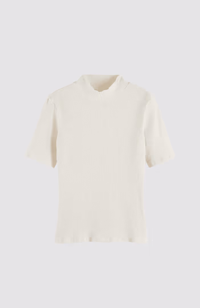 Mock neck ribbed slim-fit top