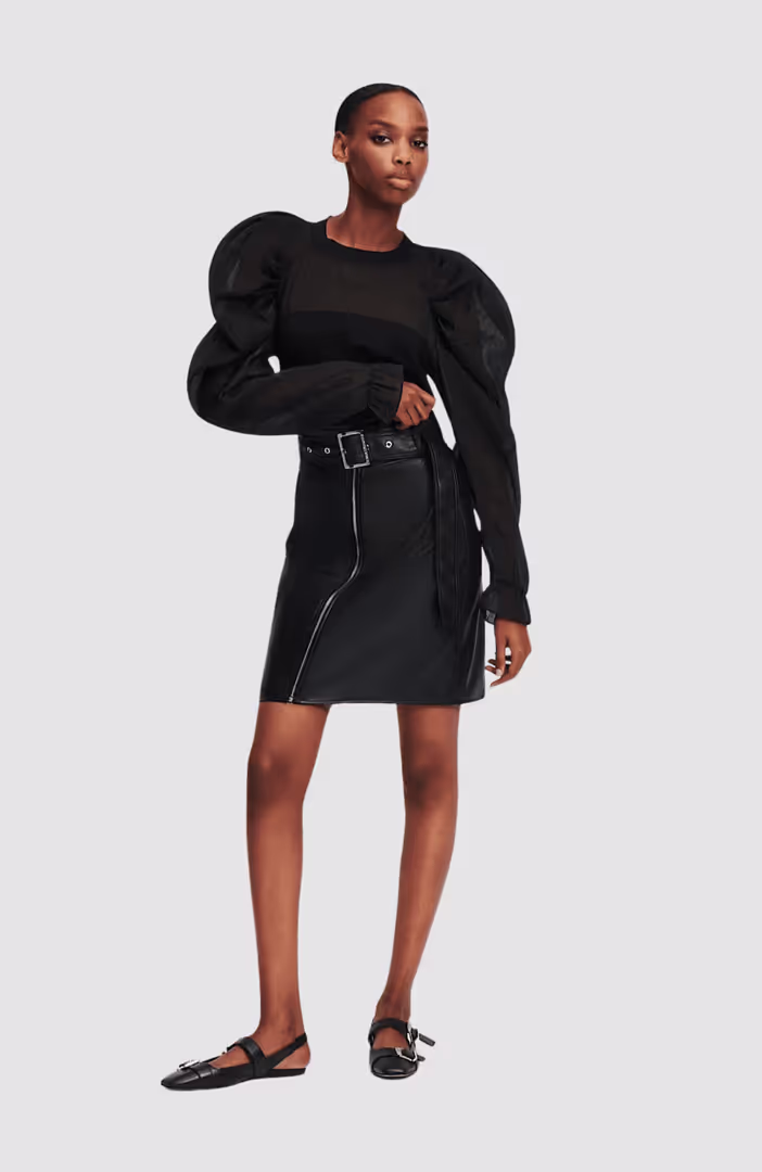 Faux Leather Skirt W/Zip