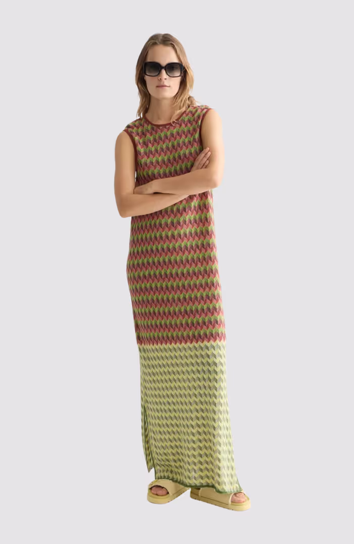 Chevron knitted maxi dress