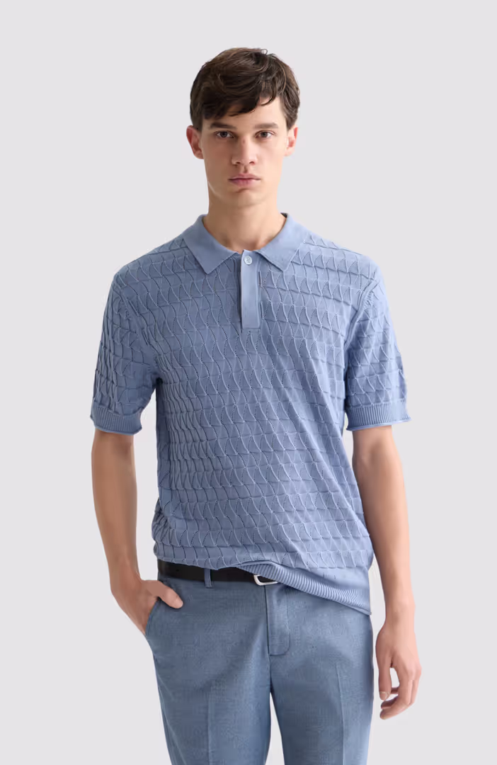 Pointelle knitted regular fit polo