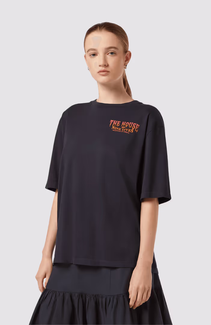 Front back artwork loose fit T-shirt
