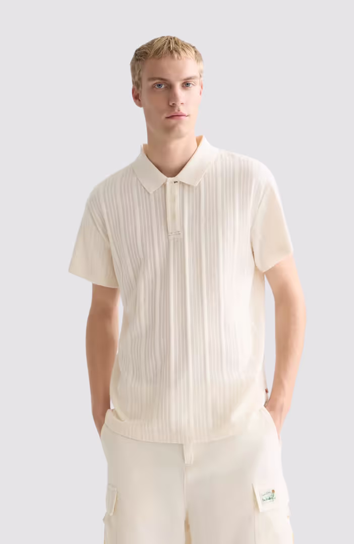 Structured ribbed relaxedfit polo