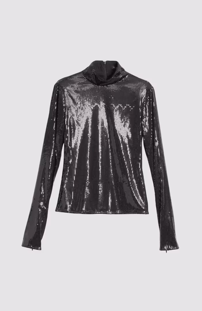 Sequin Zip Sleeve Top