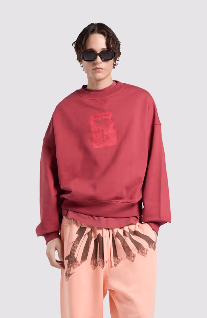 Brushed Palm Tree Loose Crew