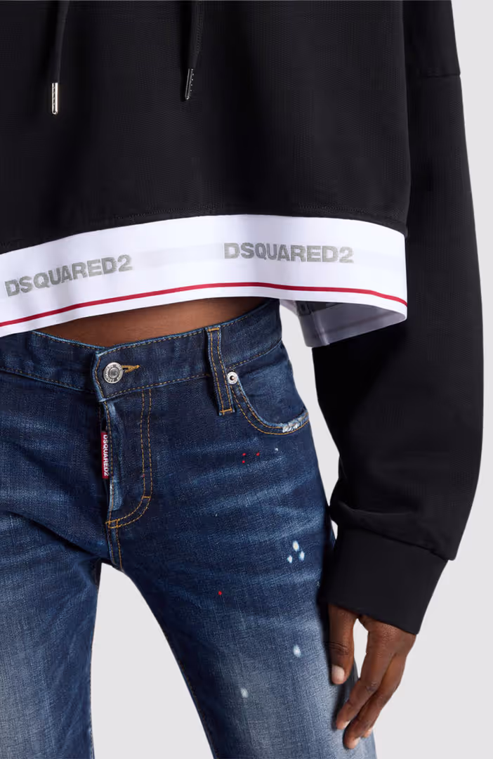 Dsquared2 Tape Elastic Onion Cropped Hoodie