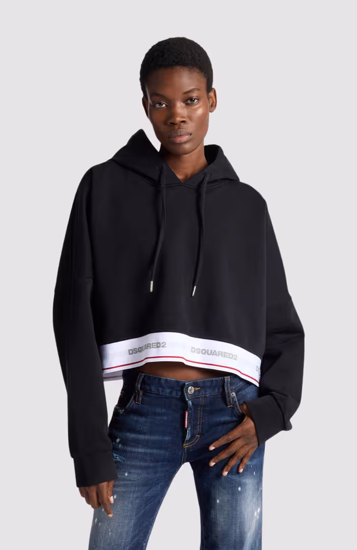 Dsquared2 Tape Elastic Onion Cropped Hoodie