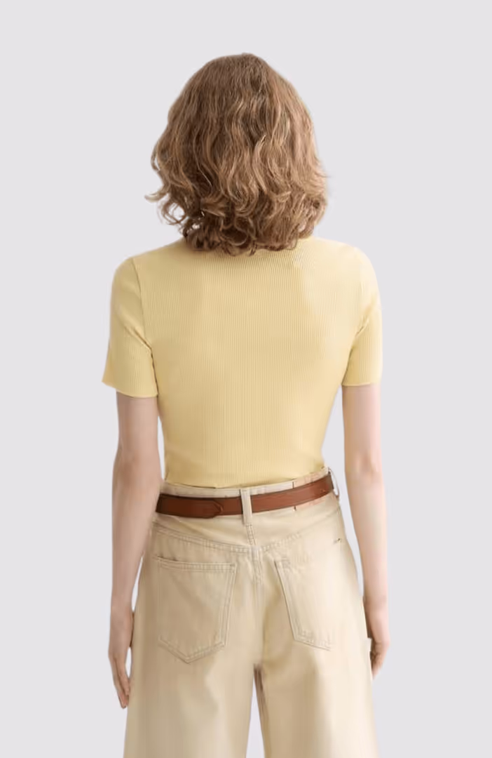 Mock neck rib T-shirt