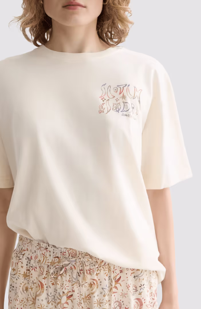 Washed artwork loose T-shirt