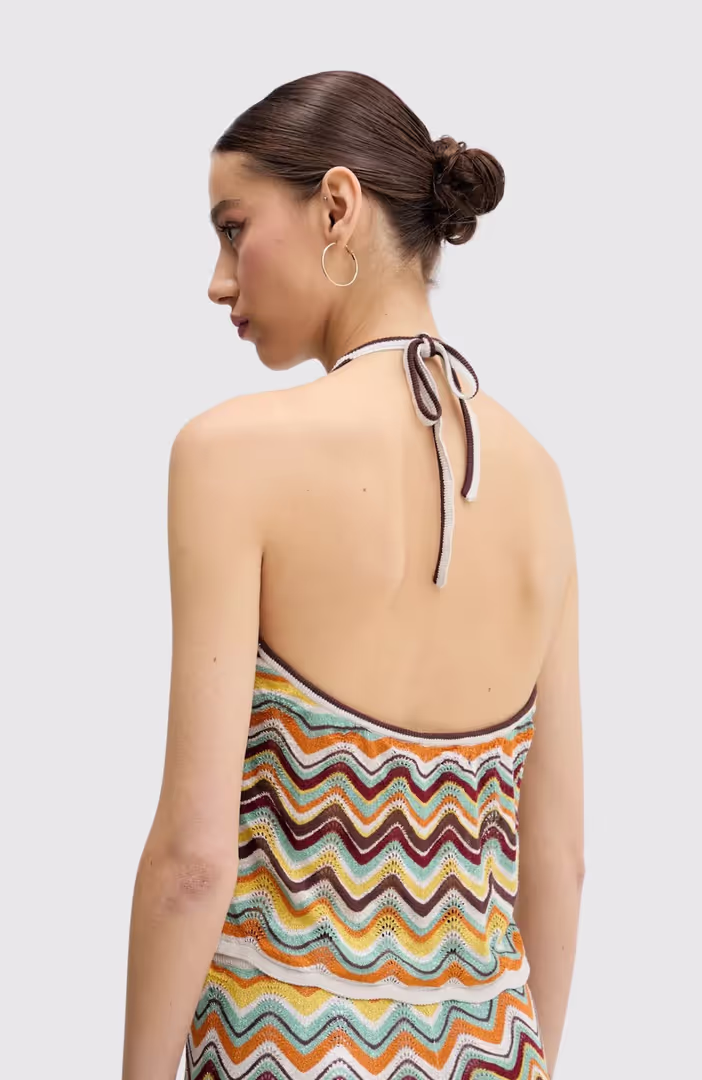 Zigzag Knit Plunge Halter