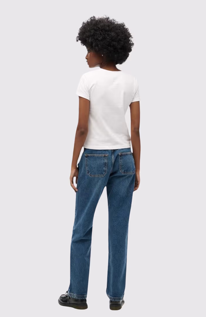 Mid Rise Straight Leg Jean