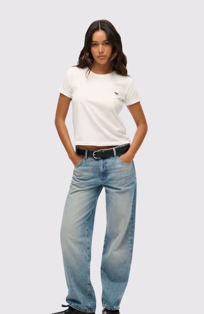 Mid Rise Wide Leg Jean