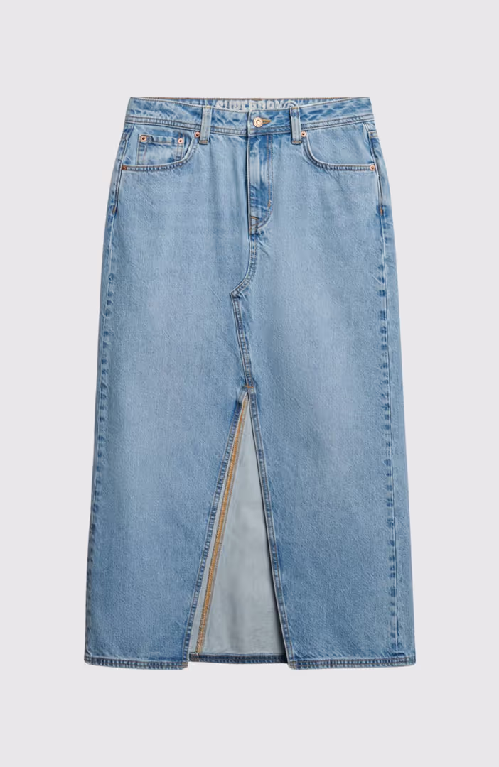 Denim Split Maxi Skirt