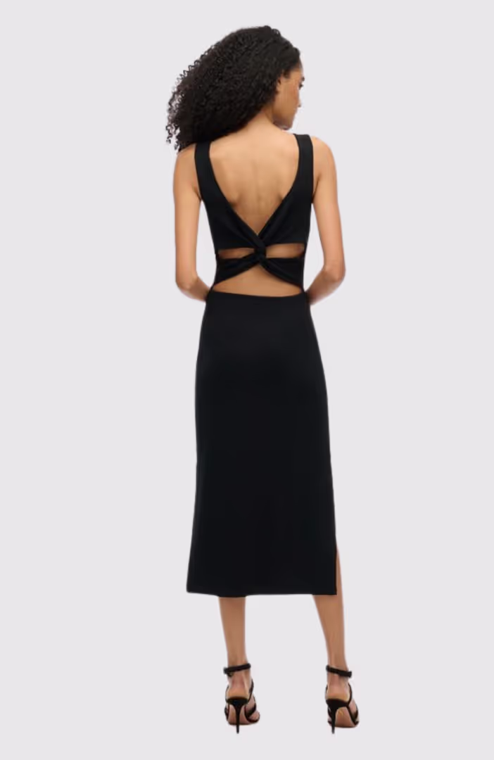 JERSEY TWIST BACK MIDI DRESS