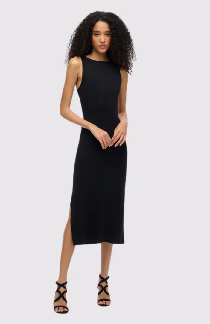 JERSEY TWIST BACK MIDI DRESS