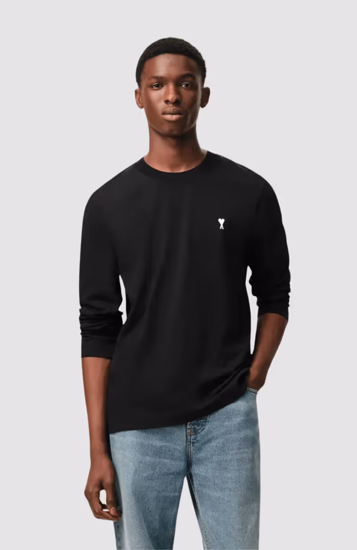 LS TSHIRT WITH CONTRASTED AMI DE COEUR
