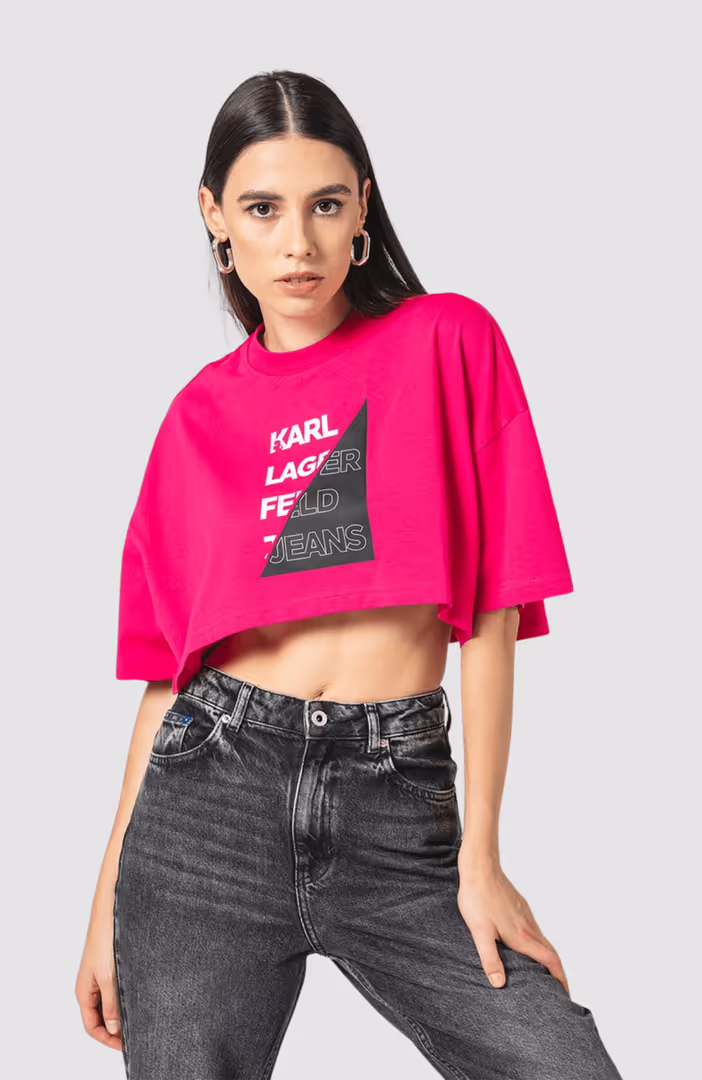 KLJ Cropped Cut Logo Sslv Tee