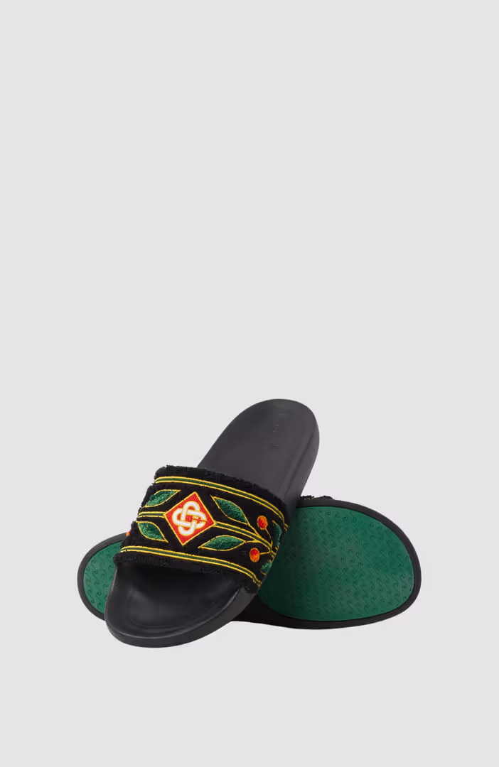 Mens Embroidered Terry Slider