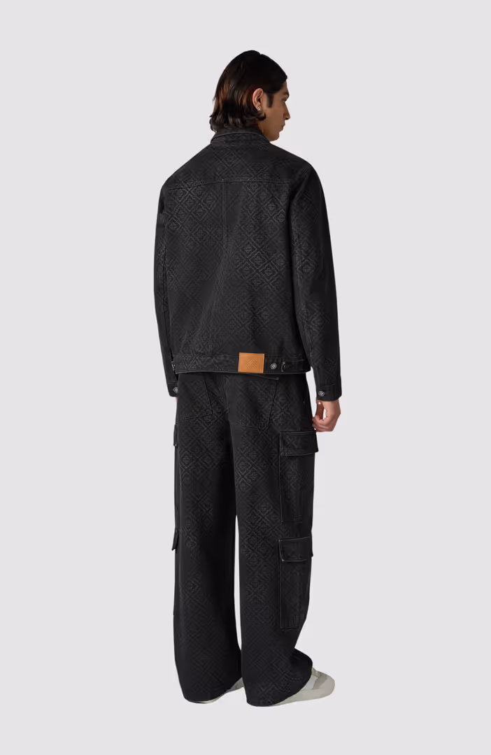 Black Monogram Cargo Jeans