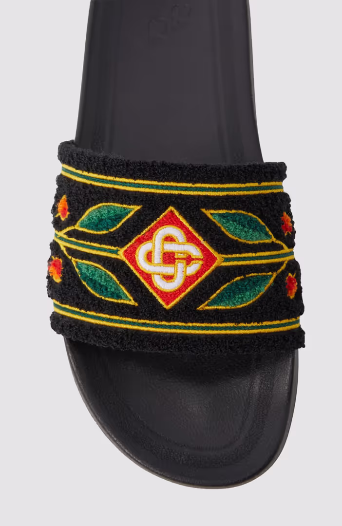 Mens Embroidered Terry Slider