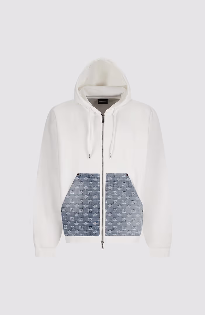 Denim Mix Relax Zipped Fit Hoodie