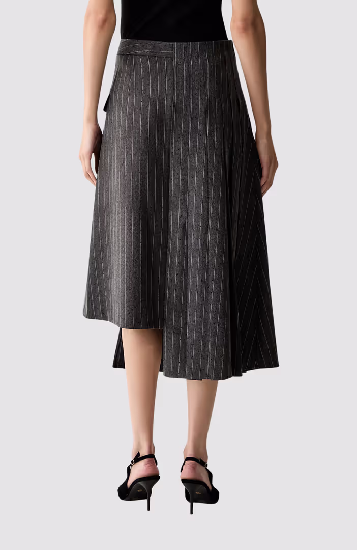 Pinstripe Pleat Detail  Skirt