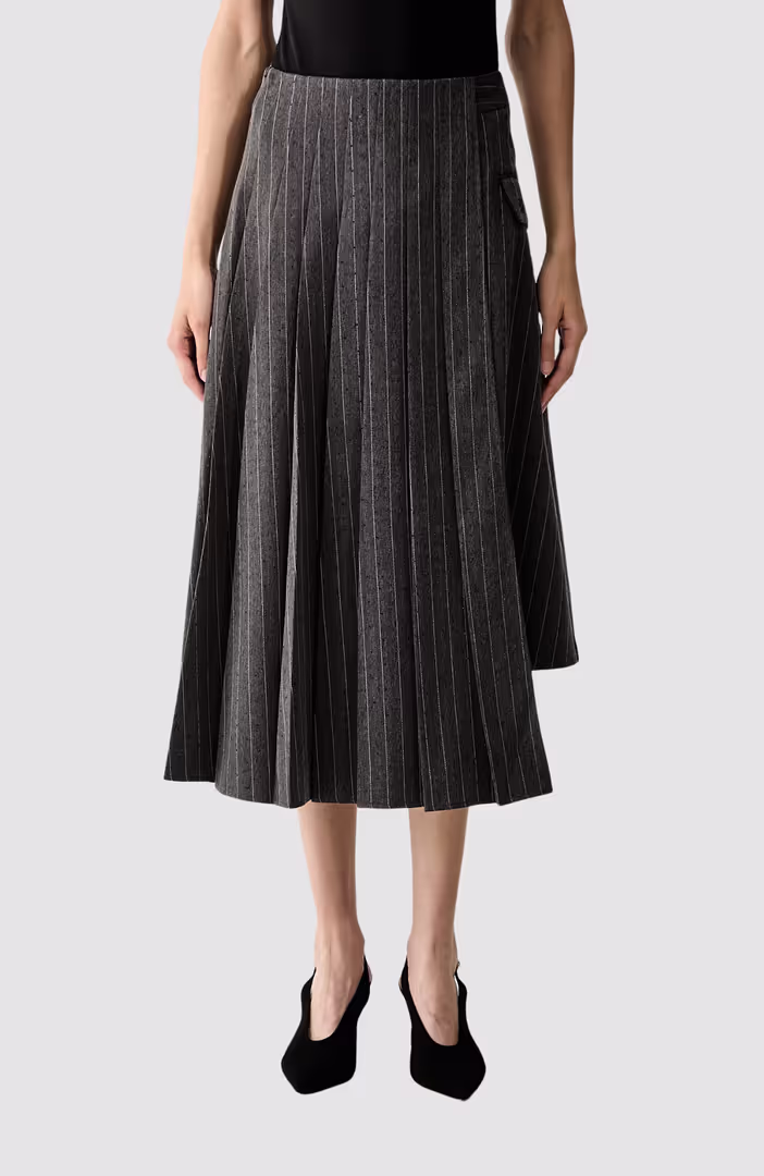 Pinstripe Pleat Detail  Skirt