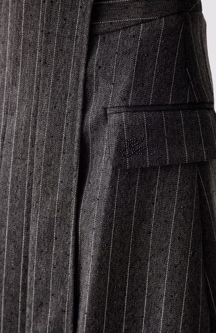 Pinstripe Pleat Detail  Skirt