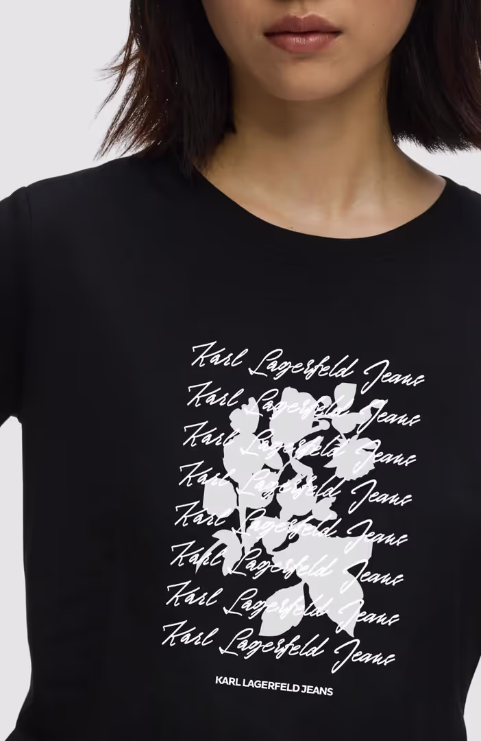 Klj Slim Tee Flocked Floral