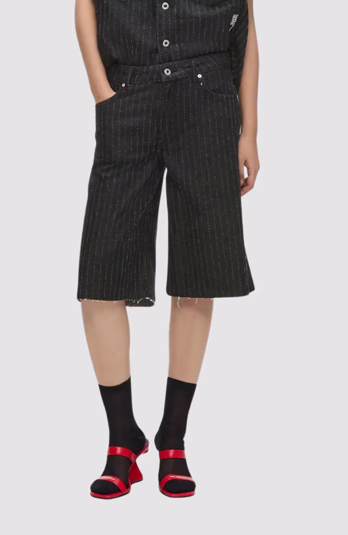 KLJ Pinstripe Denim Bermuda