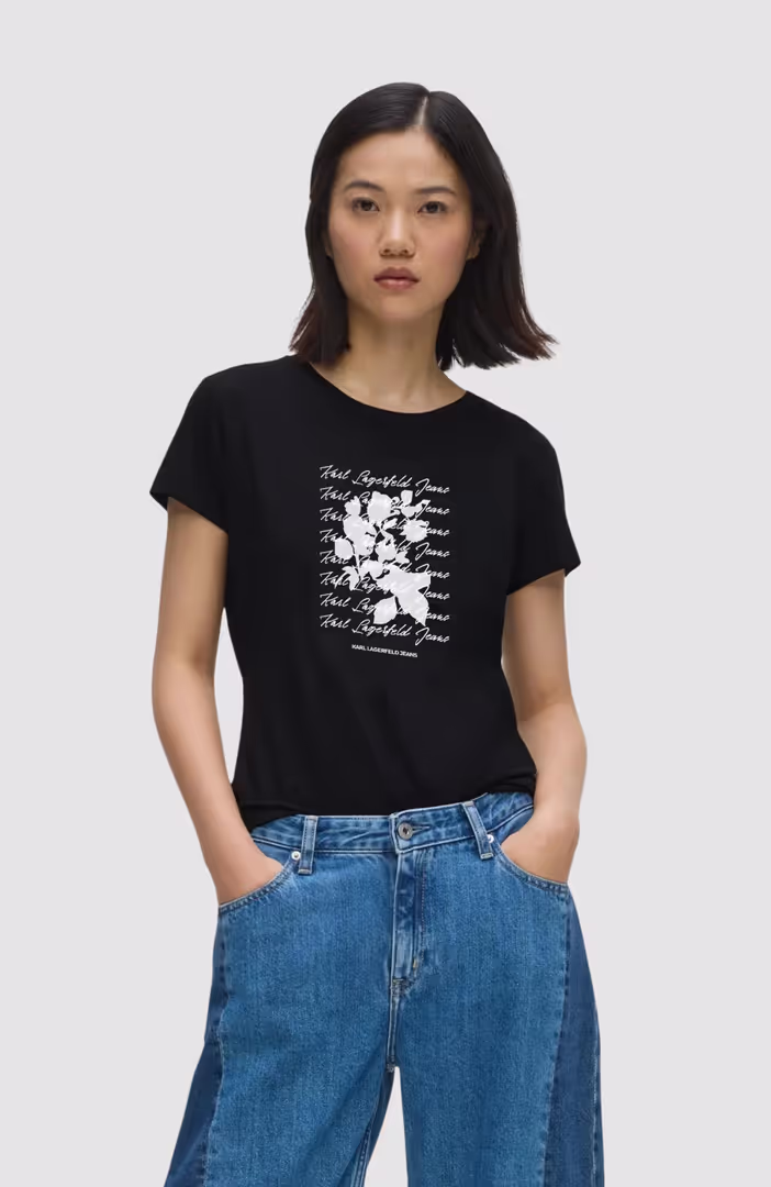 Klj Slim Tee Flocked Floral