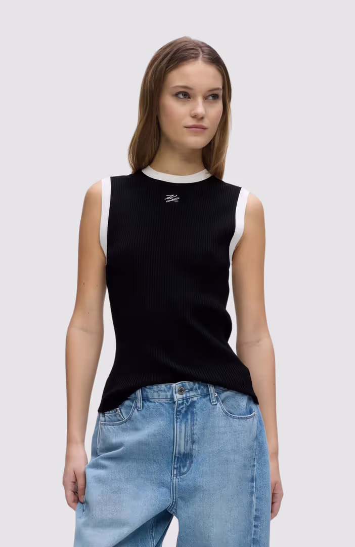 Contrast Knit Tank Top