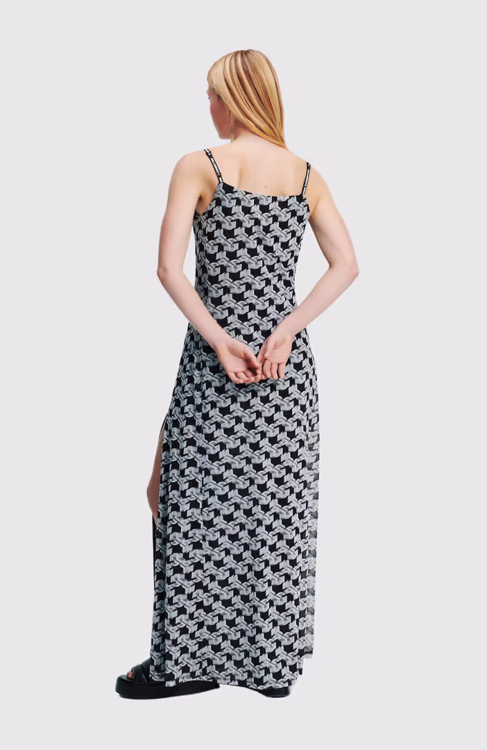 KLJ Slip Maxi Aop Mesh Dress