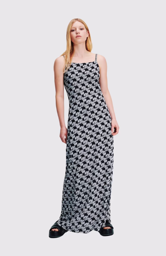 KLJ Slip Maxi Aop Mesh Dress